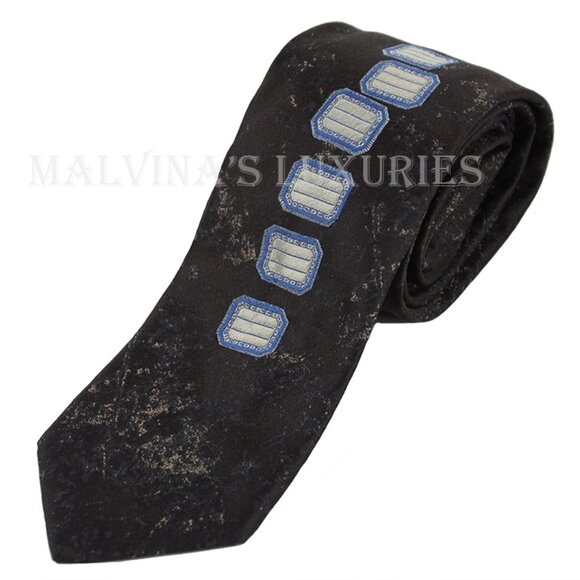 PRADA TIE MODERN PRINT PAINTED WOVEN SILK NEW AUTH - Picture 1 of 8